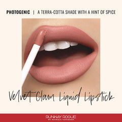 Runway Rogue Velvet Glam Lipstick wand applying for smooth, even coverage.