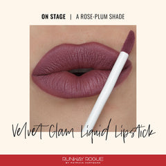 Runway Rogue Velvet Glam Lipstick being applied for defined, even lips