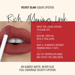 Applying Runway Rogue Velvet Glam That Walk! for smooth lip color.
