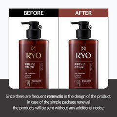 RYO shampoo bottle side angle emphasizing premium packaging and scalp-friendly formula