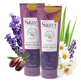 Saavy Naturals deeply hydrating body cream in a jar for dry skin nourishment.