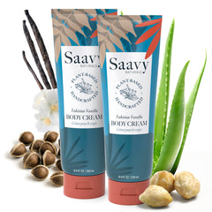 Saavy Naturals deeply hydrating body cream in a tub showing rich texture for dry skin