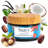 Saavy Naturals whipped body butter Tahitian Vanilla jar – deep hydration.