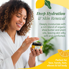 Saavy Naturals Yuzu and Meyer Lemon scented butter offers a fresh aroma from natural sources.