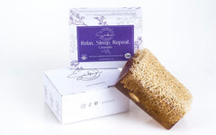 SABUN NATURALLY LAVISH texture detail highlights natural loofah exfoliation.