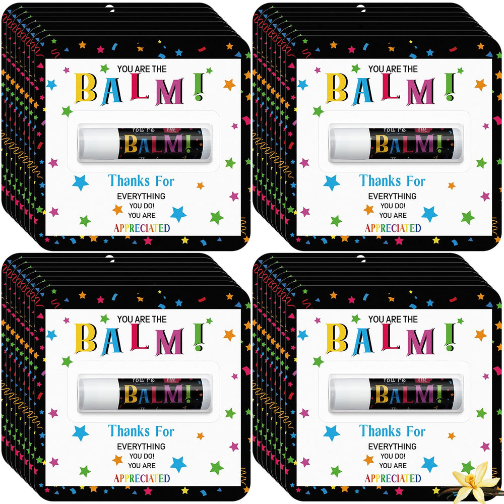 Sacubee lip balm 5-pack; vanilla scent and gift-ready presentation for coworkers.