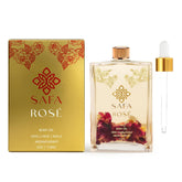 SAFA Rosé Oil bottle closeup highlighting organic blend for nourished skin