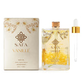 SAFA Vanillé Oil bottle pouring for lightweight facial and body hydration