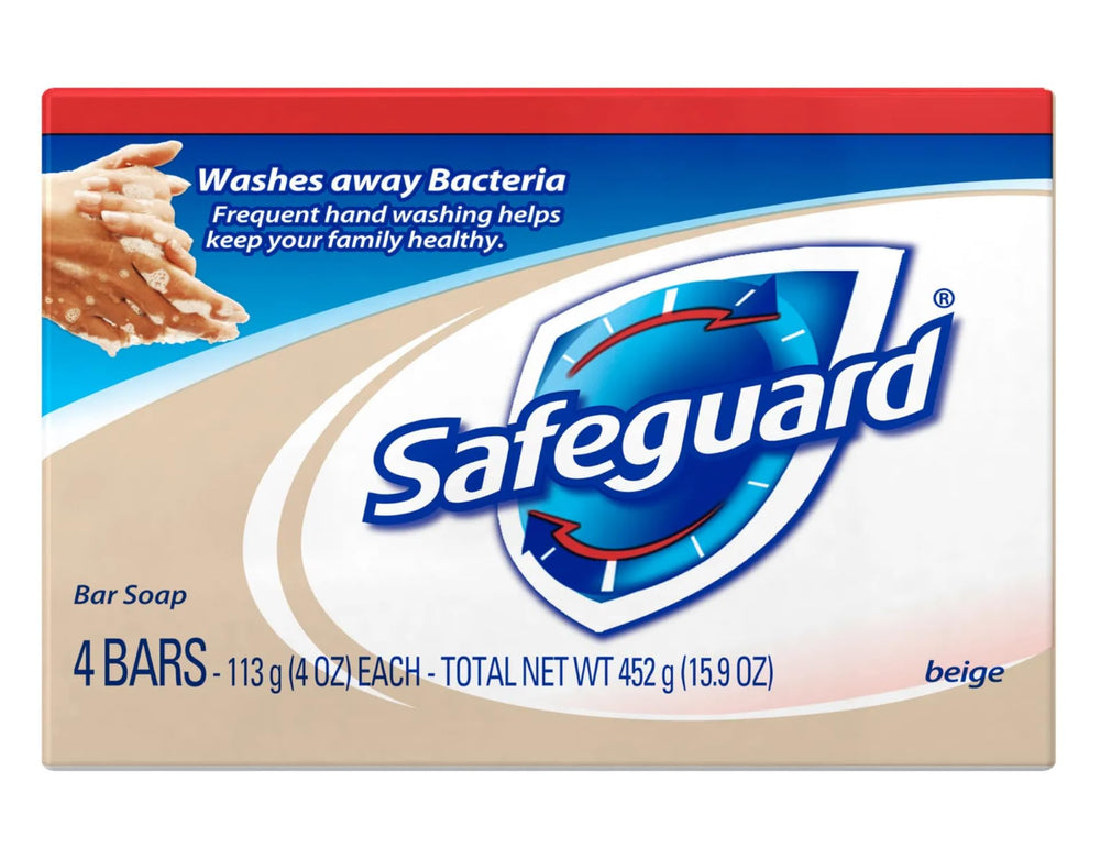 Safeguard antibacterial bath bar 4-pack front view for family-ready cleansing