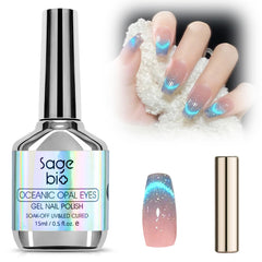 SAGEBIO Cat Eye gel polish bottle shows magnetic shimmer for DIY nails