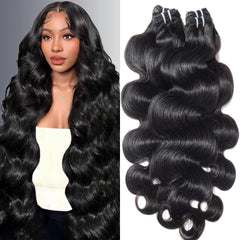 Saiclout 12A Brazilian virgin body wave bundles 18 inch for seamless daily looks.