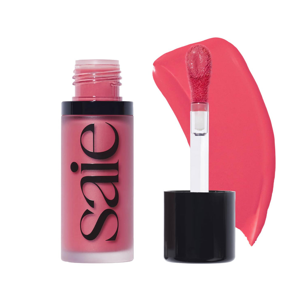 Saie Dew Liquid Blush applicator close-up showing creamy texture for easy tinting