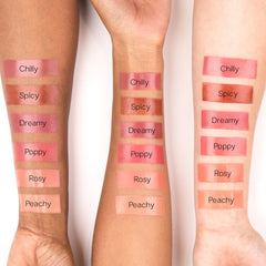 Saie Dew Liquid Blush blendable glow for seamless blending.