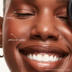 Saie Glow Sculpt micropearl adds a lifted, soft radiance without glitter.