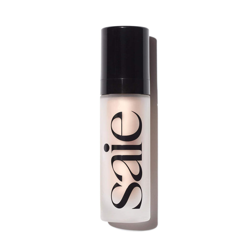 Saie Glowy Super Gel bottle pour delivering quick hydration and radiant glass-skin glow