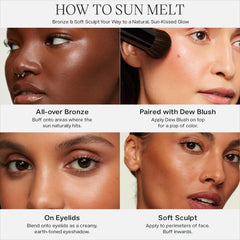 Saie Sun Melt creamy texture close-up highlights buildable color.