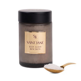 SAINT JANE Deep Sleep Bath Salts bottle shown for calm evening baths