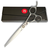 Saki Shears Musashi 7in convex blade close-up showing precision edge for clean cuts