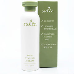 Salee styling cream anti-frizz finish for sleek, touchable hair.