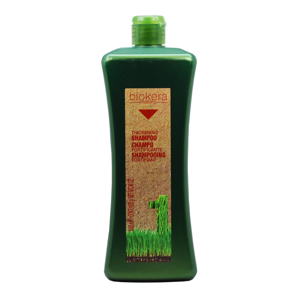 SALERM Biokera Natura Fortifying Shampoo bottle showcases Ginseng and Ginkgo Biloba for scalp nourishment.