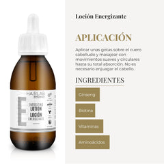 SALERM Hairlab Energizing Lotion label—vegan stem cells and glutamic acid for fiber strength.