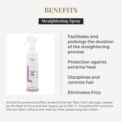 Salerm Lisos Hair Lab heat protection film shields hair up to 200°C.