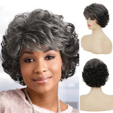 Sallcks short curly grey wig ombre front for natural daily wear and easy styling.