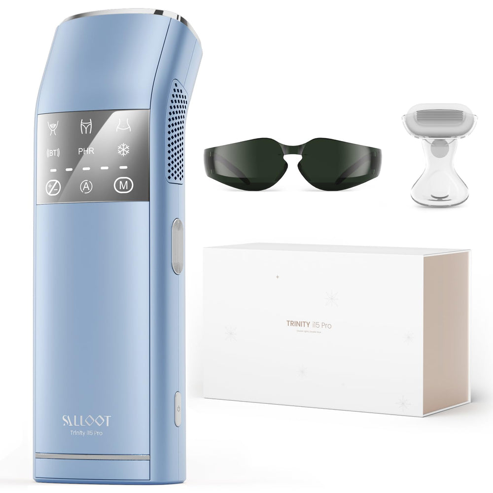 Salloot Trinity i15 Pro dual-lights in action for fast at-home hair removal