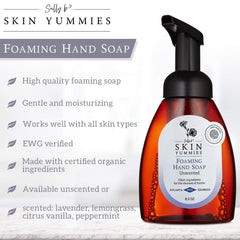 Closeup of lather from Sally B's lemongrass hand soap in use