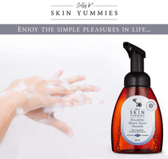Foaming pump of Sally B's hand soap ready for quick cleansing