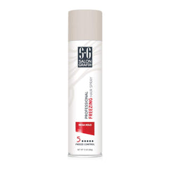 Salon Grafix Mega Hold spray mist application, quick-drying finish for dramatic volume