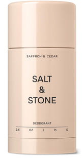 Salt & Stone aluminum free deodorant front view highlights compact packaging for on-the-go protection.