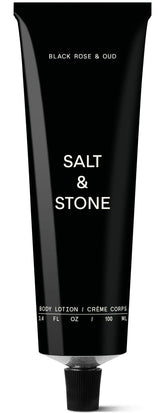 Salt & Stone Black Rose & Oud body lotion bottle showing luxurious hydration