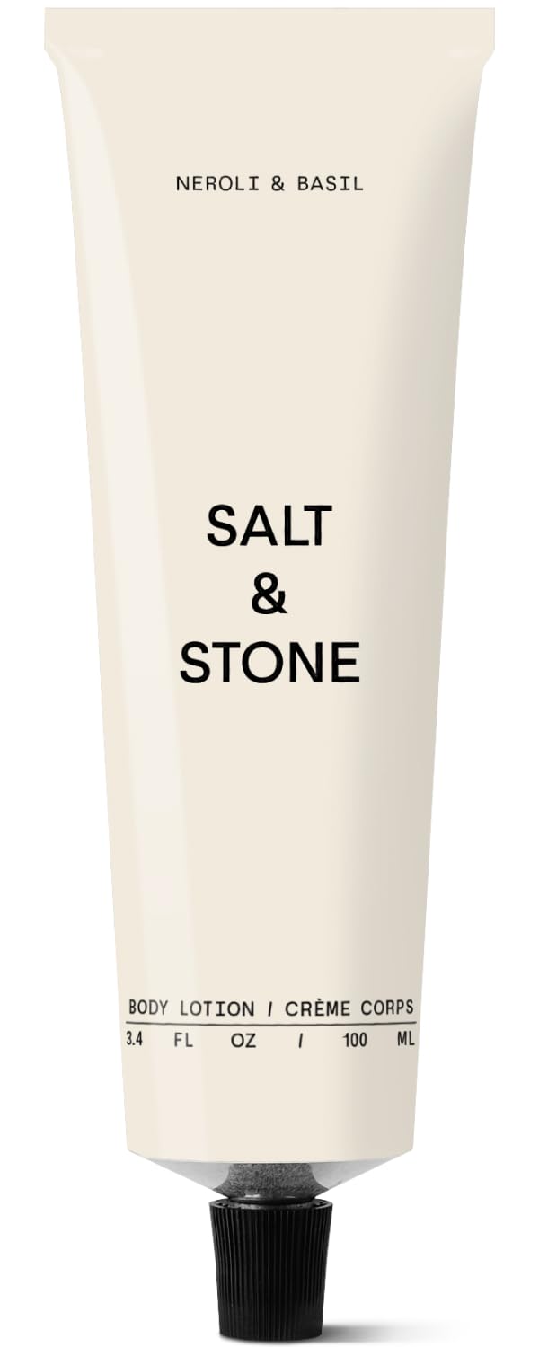 Salt & Stone Neroli & Basil body lotion bottle delivering fast-absorbing hydration