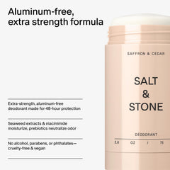 Seaweed extract and hyaluronic acid highlight skin hydration in Salt & Stone.