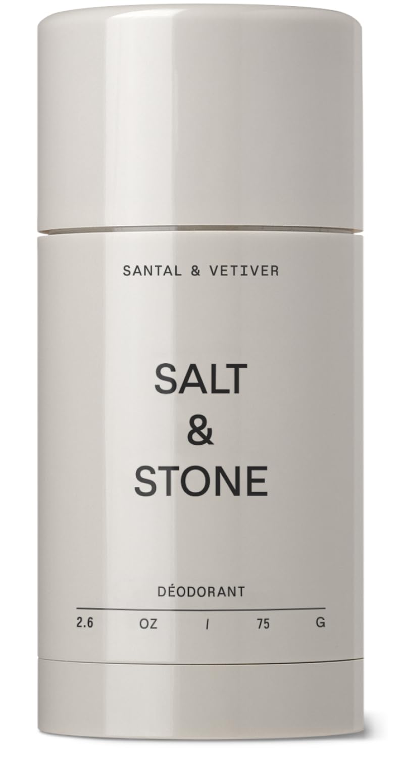 Salt and Stone aluminum-free deodorant stick offers long-lasting protection for active days.