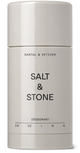 Salt and Stone aluminum-free deodorant stick offers long-lasting protection for active days.