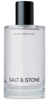 Salt & Stone Body Mist bottle with Black Rose and Oud fragrance, highlighting hydration.