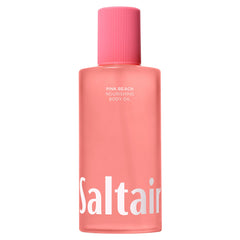 Saltair Body Oil Pink Beach bottle highlights tropical hydration for smooth post-shower skin.