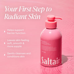 Saltair body wash ingredients montage with nourishing monoi oil and cupuacu butter
