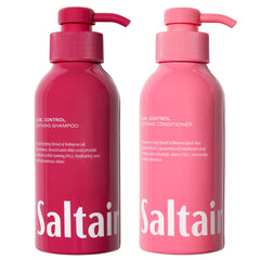 Saltair Curl Control Shampoo bottle showcases smooth, defined curls with almond aroma.