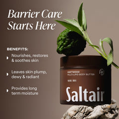 Saltair Driftwood fragrance notes with bergamot and sage for a woody aroma.