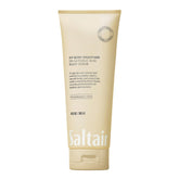 Saltair KP Body Scrub bottle close-up, fragrance-free formula notes for sensitive skin.