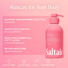 Saltair Pink Beach lather shot emphasizing moisturizing cleanse.