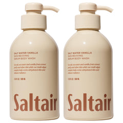 Saltair Salt Water Vanilla bottle pump for daily hydration and a luxe shower ritual.