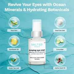 Salted Seas Plumping Eye Cream tube front shows accessible packaging for easy application.