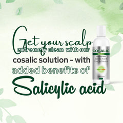 Close-up of SALVE Cosalic label highlighting salicylic acid and coal tar ingredients