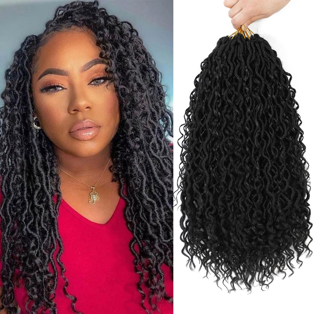 SAMBRAID goddess faux locs 18in in 1B for a full, natural-looking install.