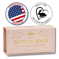 Shower scene shows Btch Bar creating a creamy lather and cleansing wash