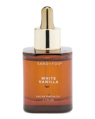 Sand + Fog White Vanilla perfume oil bottle—long-lasting vanilla aroma for daily wear.